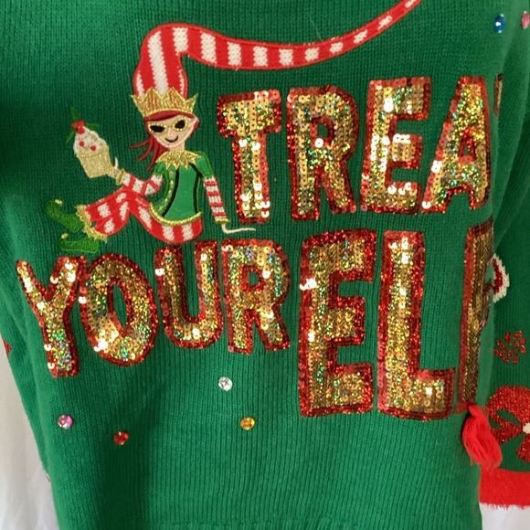Holiday Time Treat Your Elf Ugly Christmas Sweater Women’s L 12/14 - Picture 3 of 6